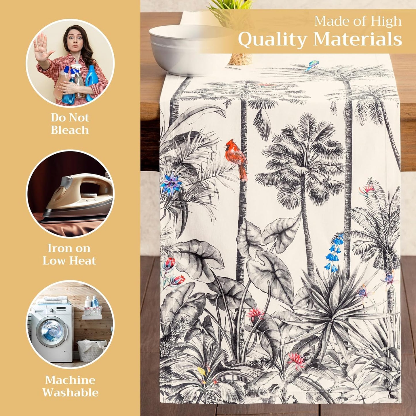 Maison d' Hermine Table Runner 100% Cotton Single Layer Table Runners 72 inches Long for Thanksgiving Christmas Decorations Home Kitchen Dining Party Wedding (Amazonia, 14.5" x 72")