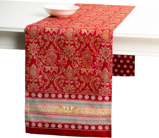Maison d' Hermine Table Runner 100% Cotton Double Layer Table Runners 108 inches Long for Thanksgiving Christmas Decorations Home Kitchen Dining Party Wedding (Sofia, 14.5" x 108")