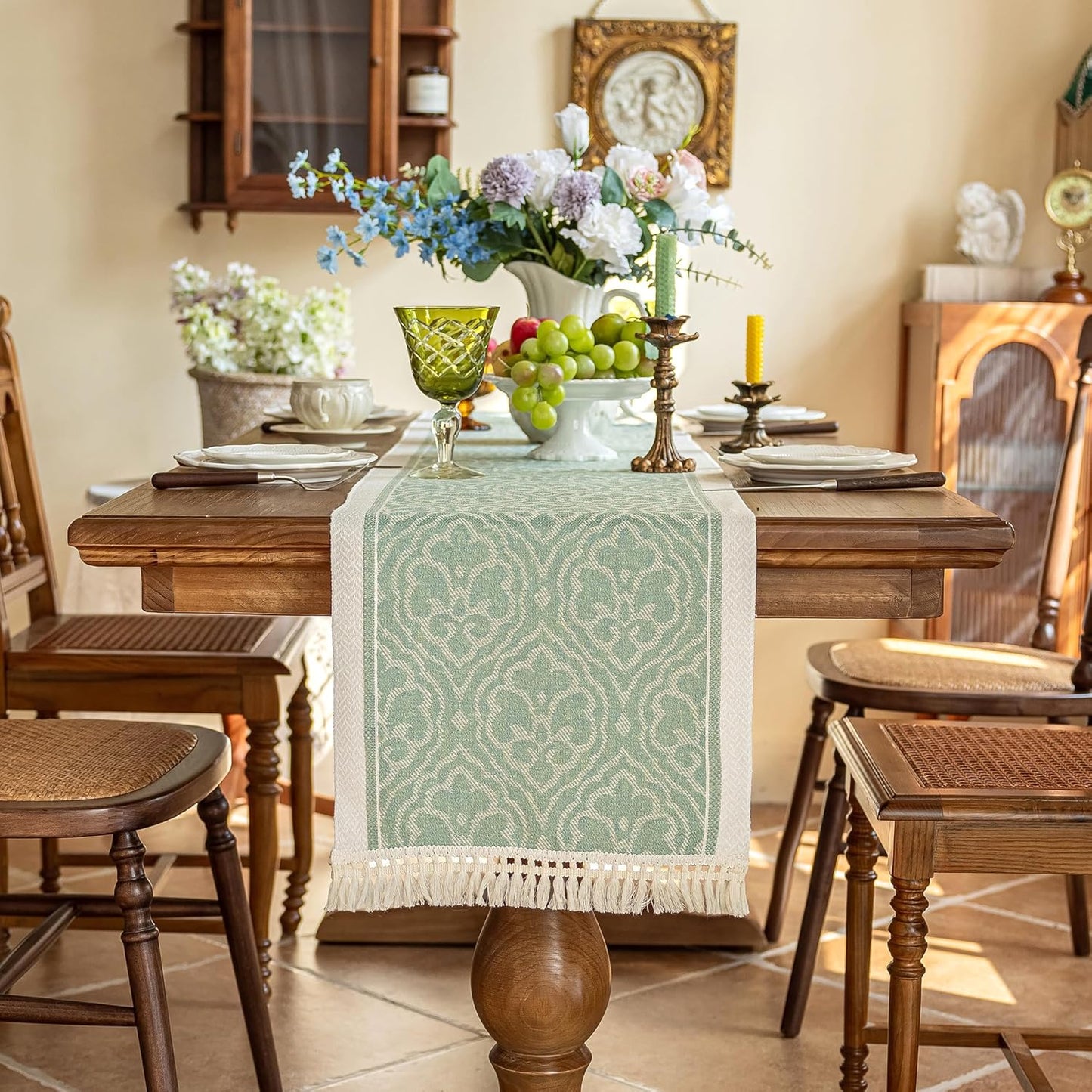 Table Runners 138 Inches,Waterproof Boho Table Runner with Tassel Fringe,Table Runner for Party Coffee Table