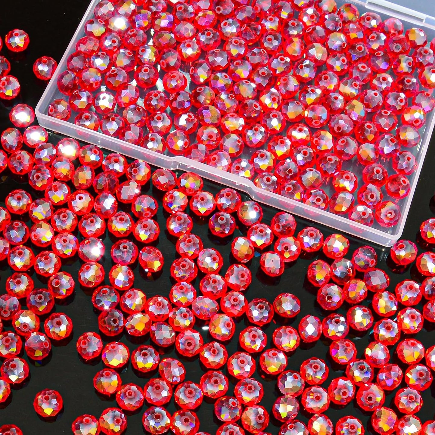 220Pcs 10mm Crystal Glass Beads for Jewelry Making Beads for Bracelets Necklace Pendants Making Supplies(Red)