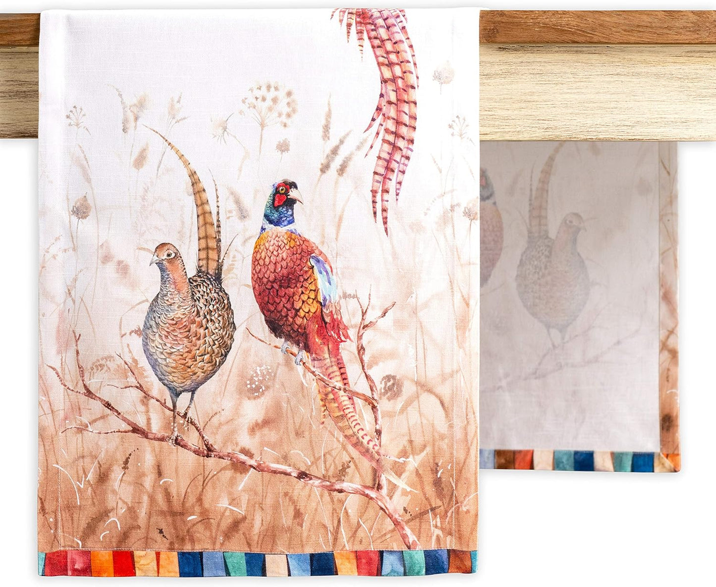 Maison d' Hermine Table Runner 100% Cotton Single Layer Table Runners 60 inches Long for Thanksgiving Christmas Decorations Home Kitchen Dining Party Wedding (Faisan D'Automne, 14.5" x 60")