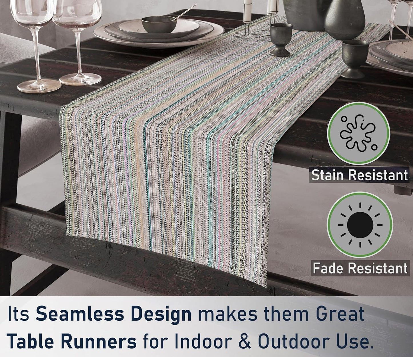 Ruvanti 100% Cotton Table Runner 108 Inches Long, Non-Slip, Stain Resistant, Washable & Reusable Table Runners Perfect for Wedding, Parties, Christmas, Holiday, in-Door use - Color More