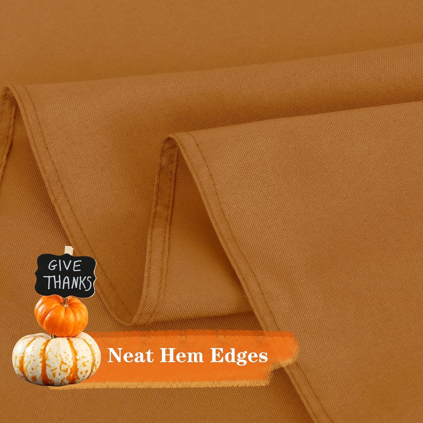 sancua Round Tablecloth 60 Inch(Fits 20-48 Inch Tables) - Water Resistant Spill Proof Washable Polyester Fall Table Cloth Decorative Fabric Table Cover for Dining Tables Thanksgiving Parties, Bronze