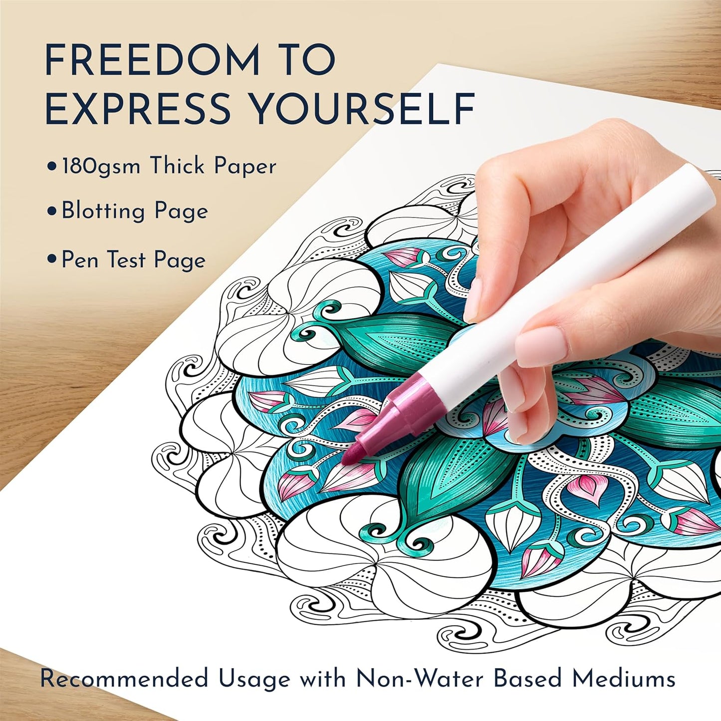 RYVE Mandala Coloring Book for Adults – 50 Unique Mandalas for Relaxation & Stress Relief – Adult Coloring Books Spiral Bound, Adult Coloring Books for Women & Men Mindfulness Coloring Book for Adults