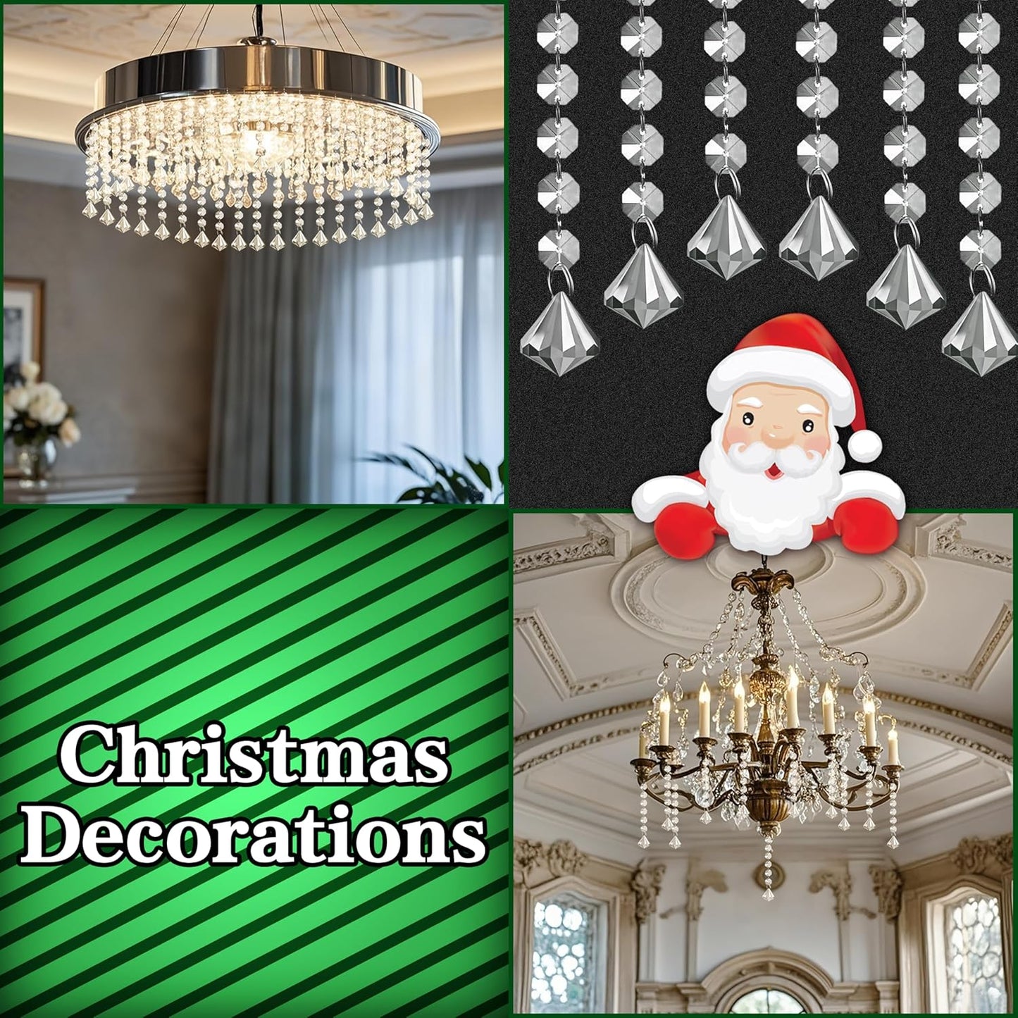 100 Pack Hanging Crystals - Clear Acrylic Prisms Pendant Ornaments for Christmas Tree, Centerpieces, Chandelier, Window & Home Decor, Ideal for Weddings, Parties Decorations (Diamond)