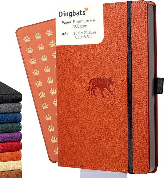 Dingbats* Wildlife Lined Writing Journal Notebook A5 - Vegan Leather Hardcover - Ideal for Work, Travel - Pocket, Elastic Closure, & Bookmark
