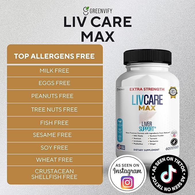 Livcare Max Liver Support Supplement, Extra Strength, 60 Veggie Capsules, 30 Day Supply with Milk Thistle, Beetroot, Artichoke (2)