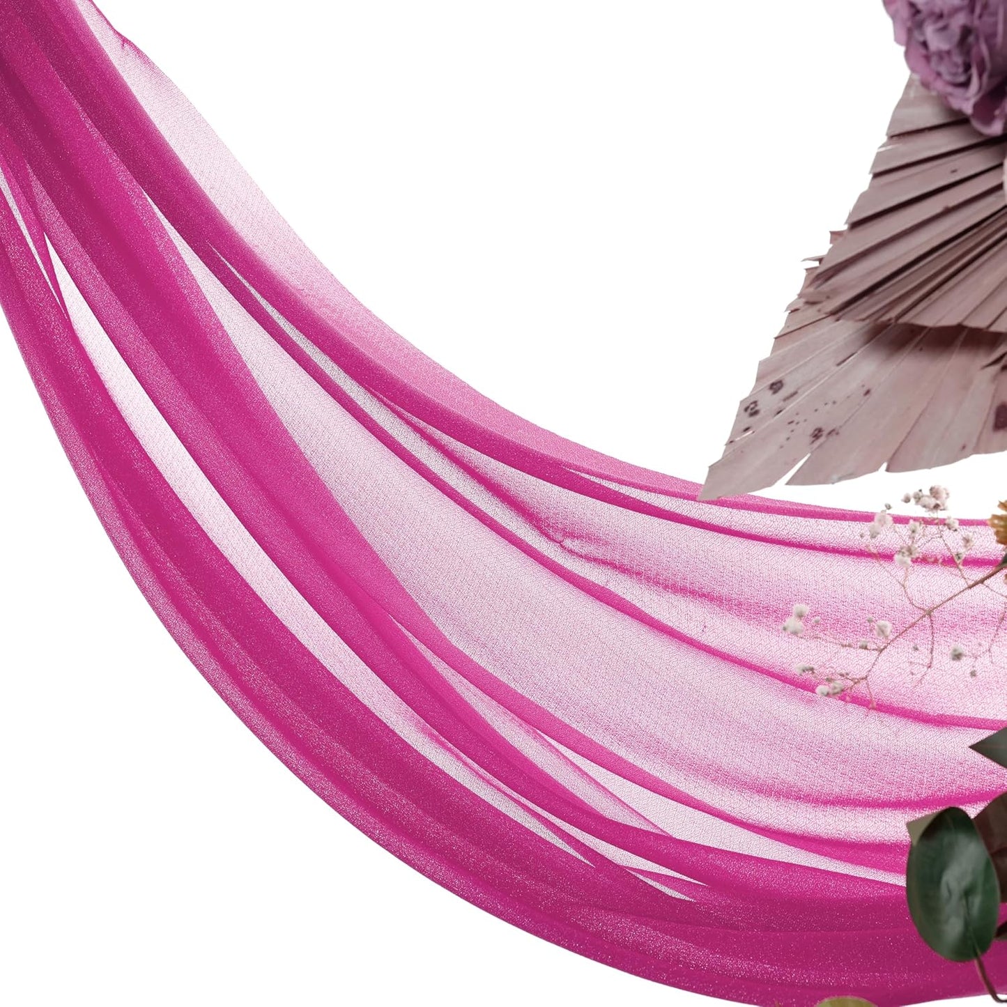 VDS Pack of 1 Panel (30 Inch X 20 Feet) Wedding Arch Draping Fabric Sheer Chiffon Fabric Drapery for Wedding Ceremony Reception Swag Backdrop Canopy Chuppah ARBO Altars Decoration (Magenta)