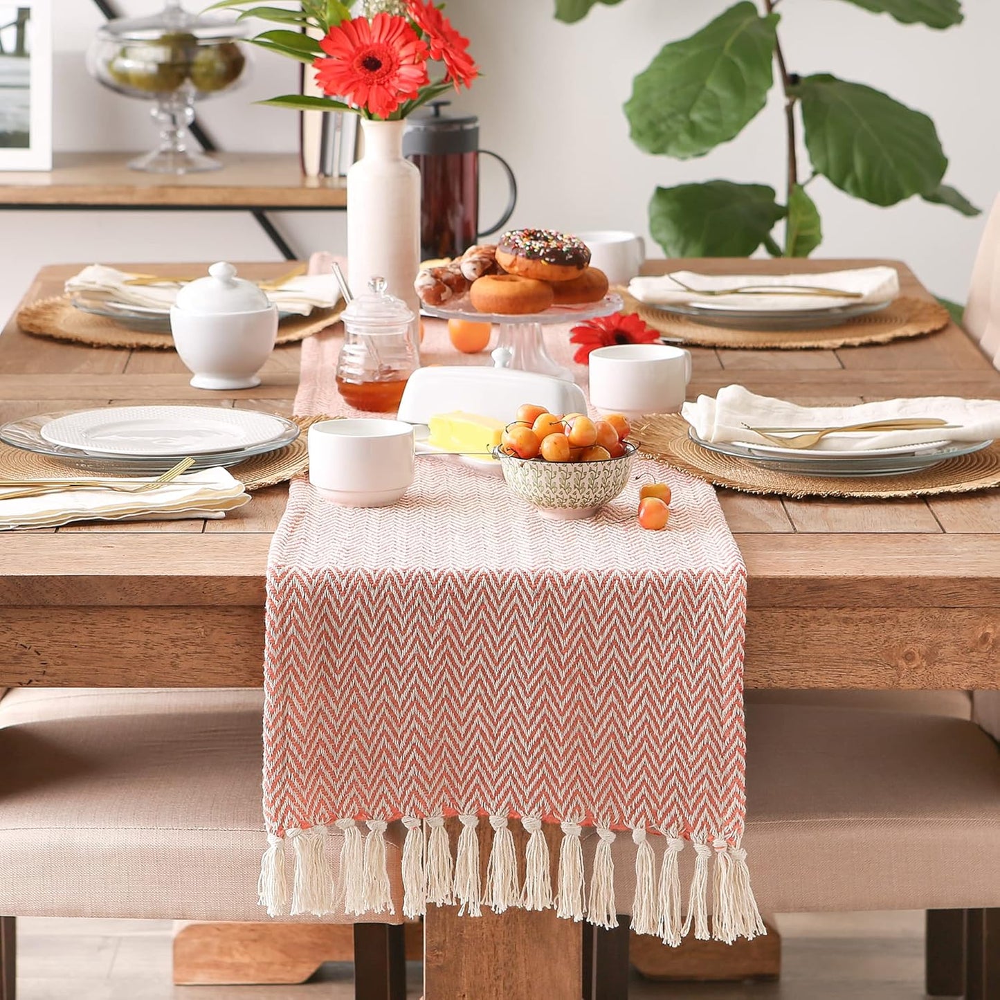 DII Woven Basic Tabletop Collection, Chevron Table Runner, 15x72, Spice