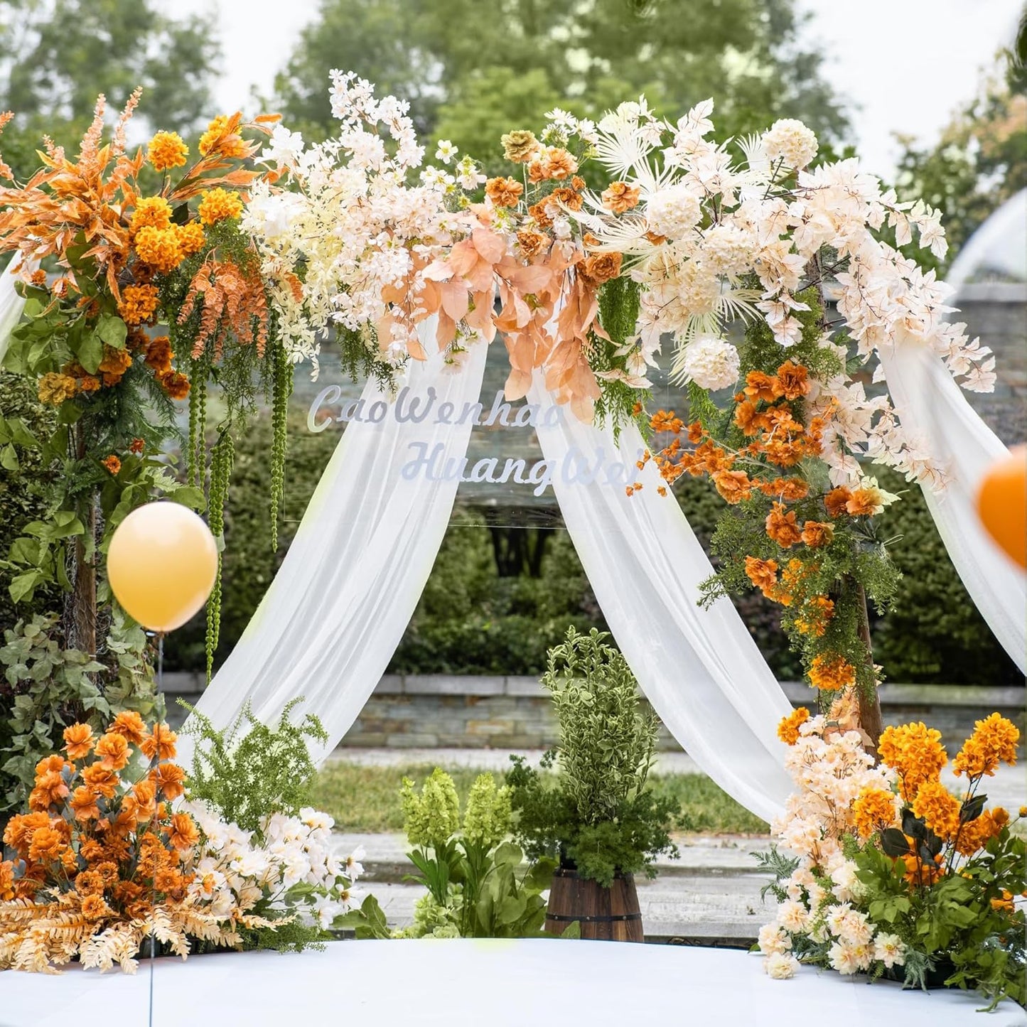 Wedding Arch Draping Fabric 4 Panels 28.7" x 20FT White Sheer Chiffon Backdrop Drapes for Wedding Ceremony Birthday Party Bridal Shower Outdoor Decoration