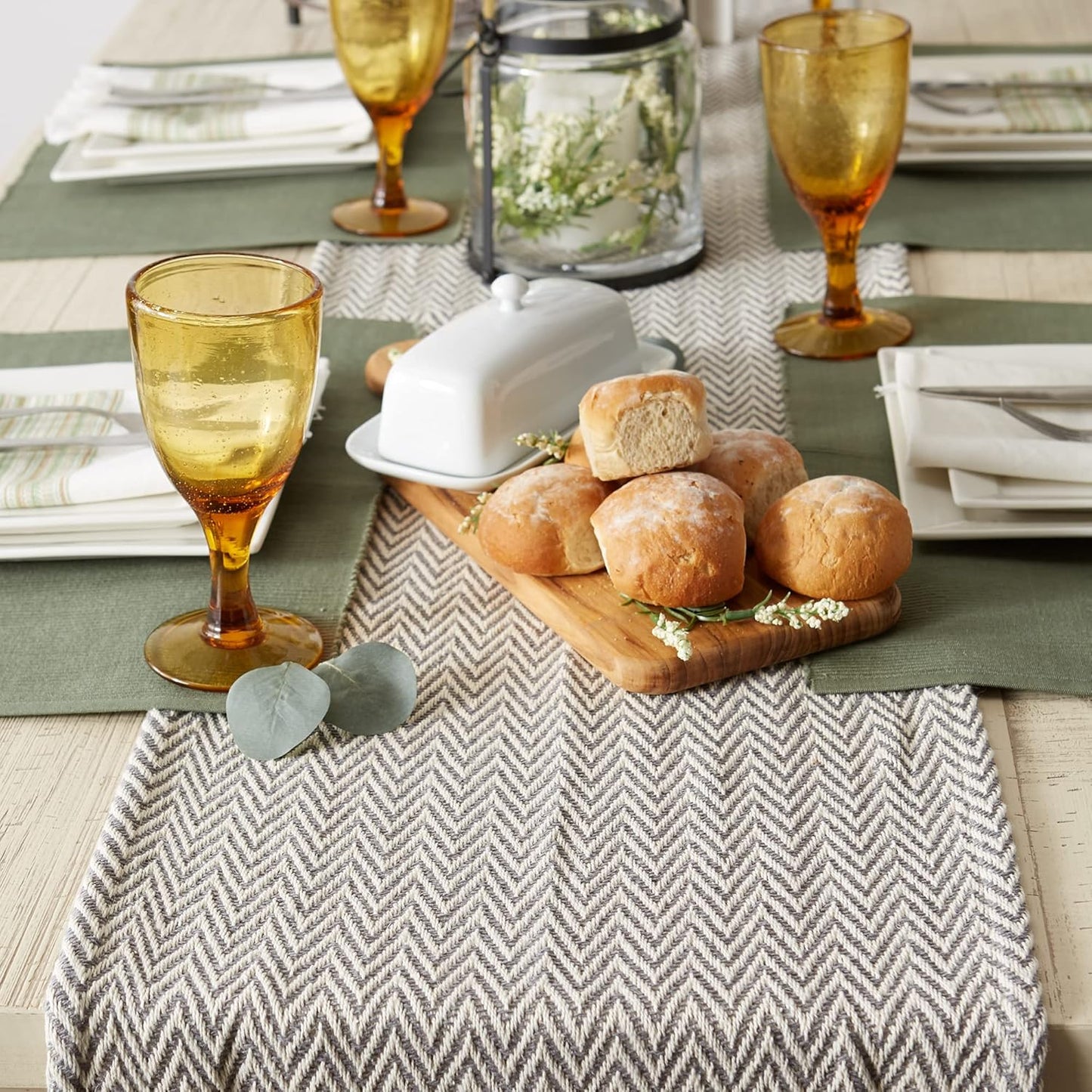 DII Woven Basic Tabletop Collection, Chevron Table Runner, 15x108, Gray