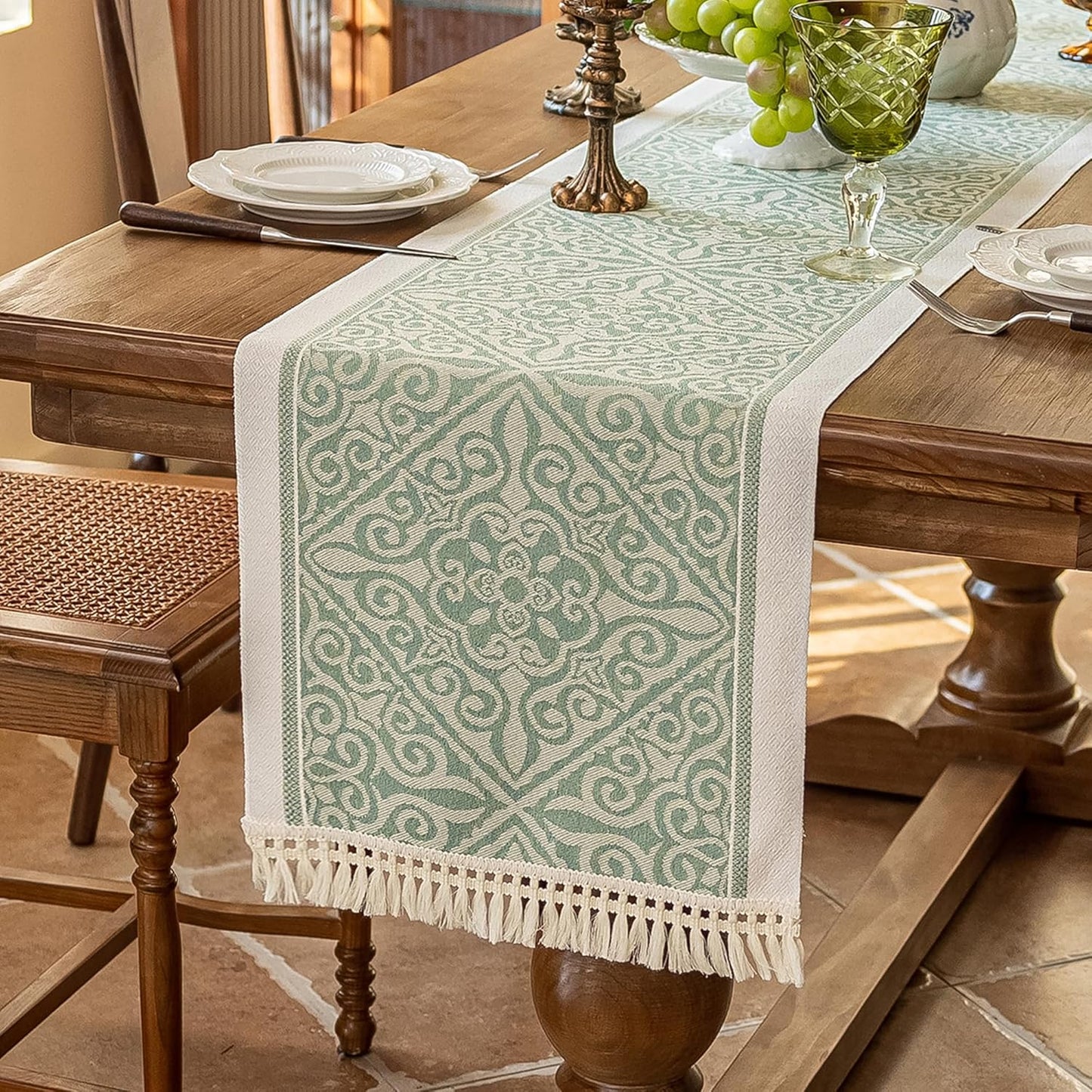 Table Runners 72 Inches Long Waterproof Boho Table Runner with Tassel Fringe,Table Runner for Party Coffee Table