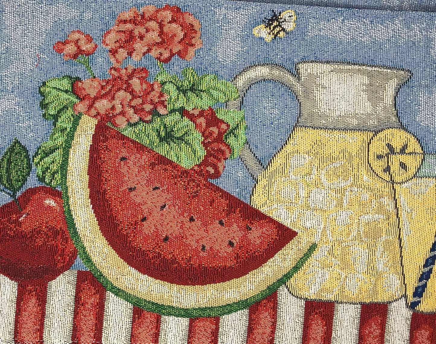 Tache Blue Summer Table Runner 90 Inches Long Fruity Drinks Colorful Watermelon Lemonade Decorative Spring Summer Blue Red Woven Tapestry Long Kitchen Coffee Dining Table Runners