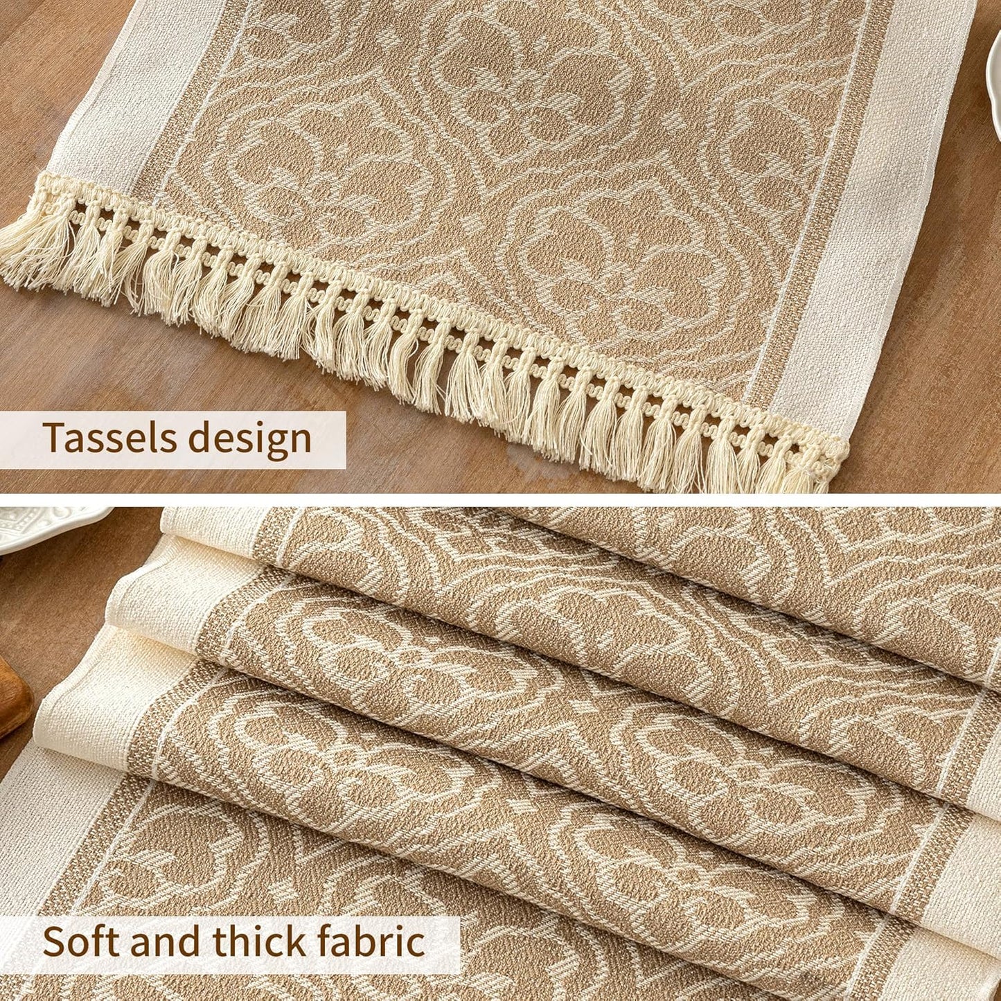 Table Runners 72 Inches Long Waterproof Boho Table Runner with Tassel Fringe,Table Runner for Party Coffee Table