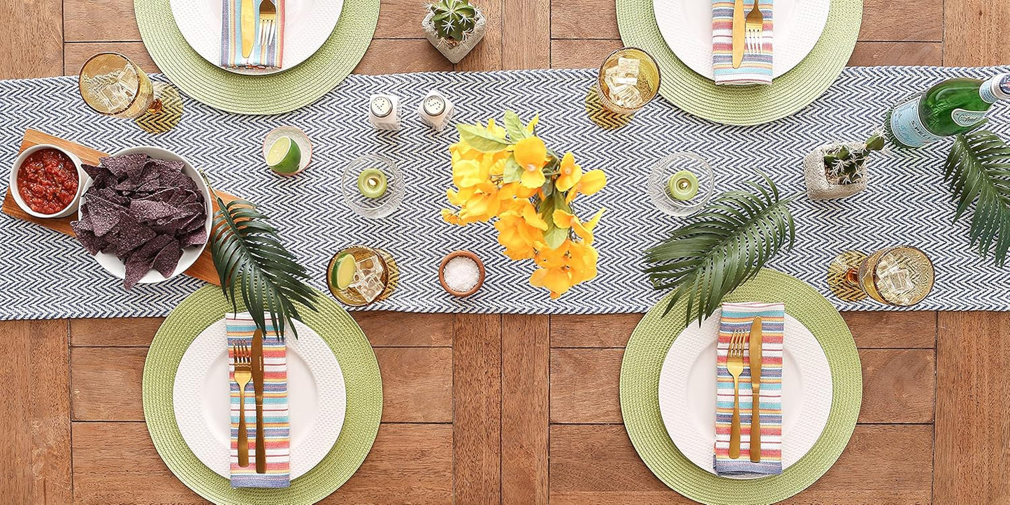 DII Woven Basic Tabletop Collection, Chevron Table Runner, 15x72, Nautical Blue