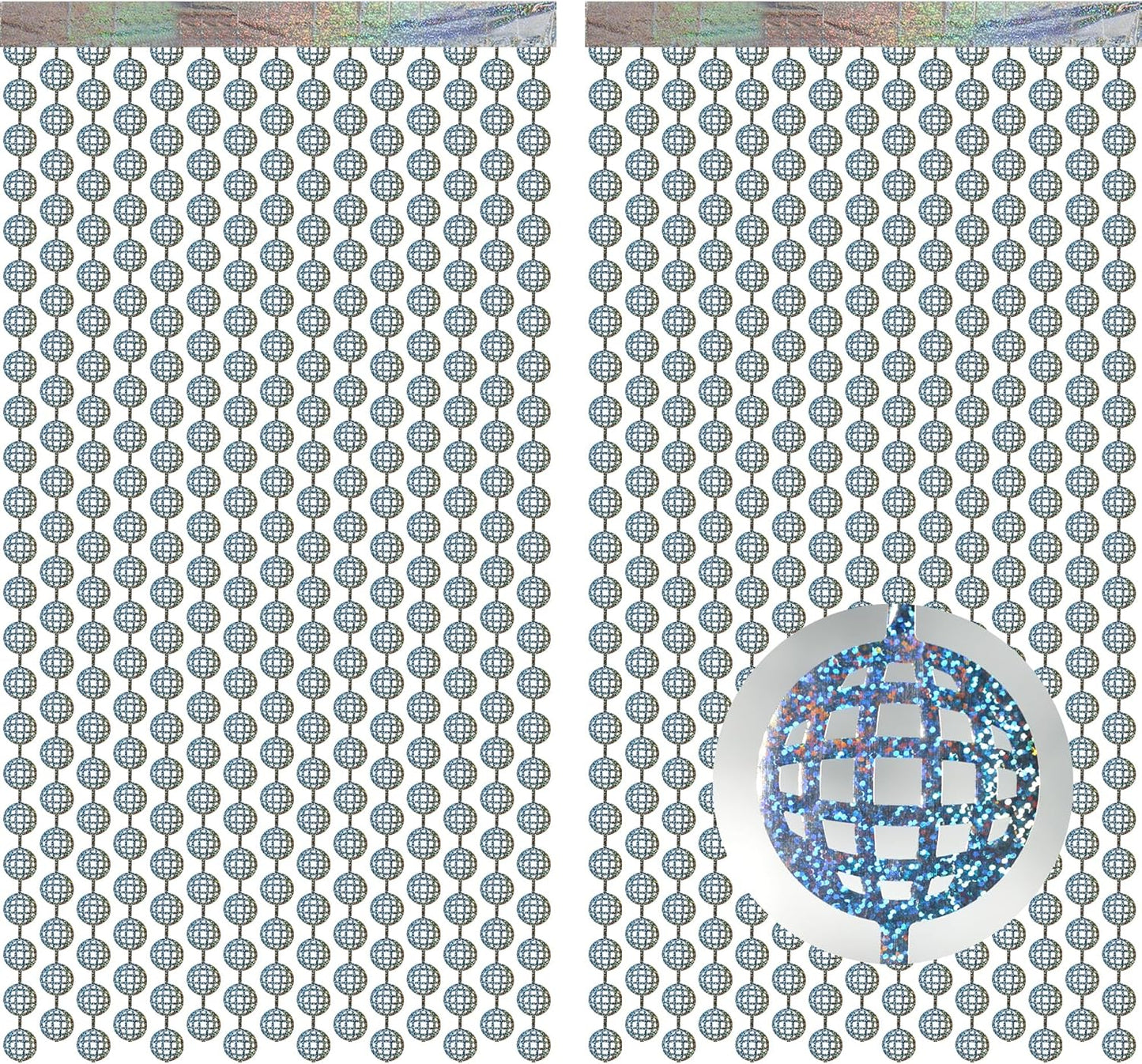 Discos Dancing Ball Shaped Party Backdrop - GREATRIL Prom Fringe Curtain Backdrop with Sparking Surface for Birthdays Discos Graduation New Years Party Decoration - 3.2ft x 6.5ft - 2 Packs