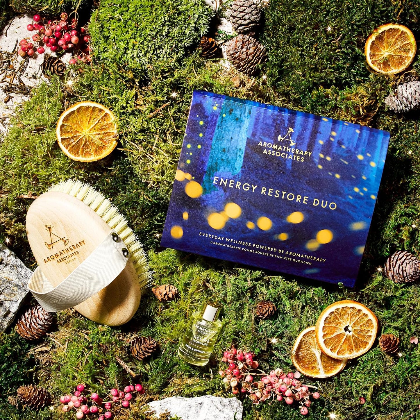 Aromatherapy Associates Energy Restore Duo, Revive Morning Bath & Shower Oil and Revive Body Brush. Made with Premium Essential Oils for Relaxation (2-Piece Set)