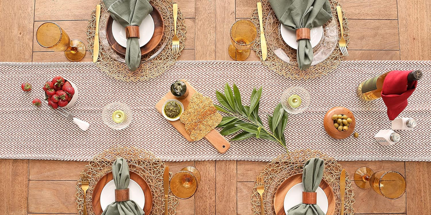 DII Woven Basic Tabletop Collection Chevron Table Runner, 15x108, Cinnamon