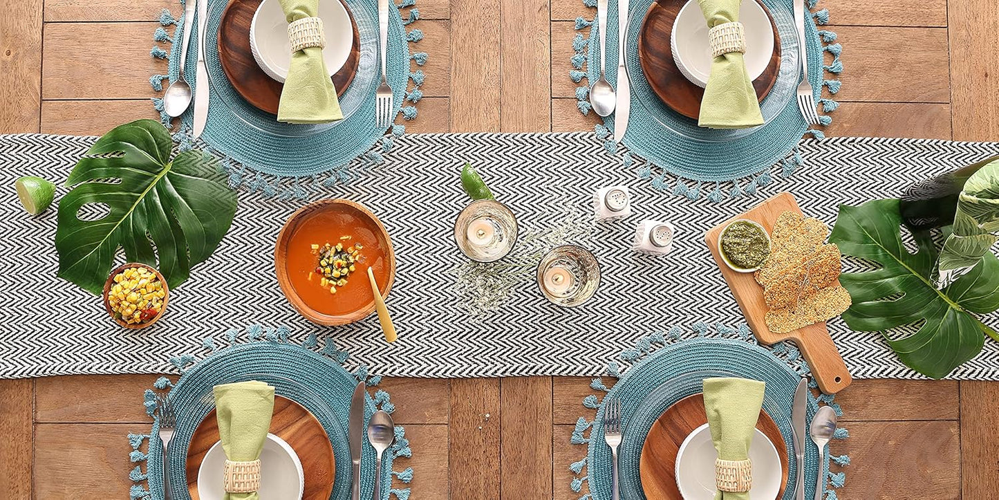 DII Woven Basic Tabletop Collection, Chevron Table Runner, 15x72, Black