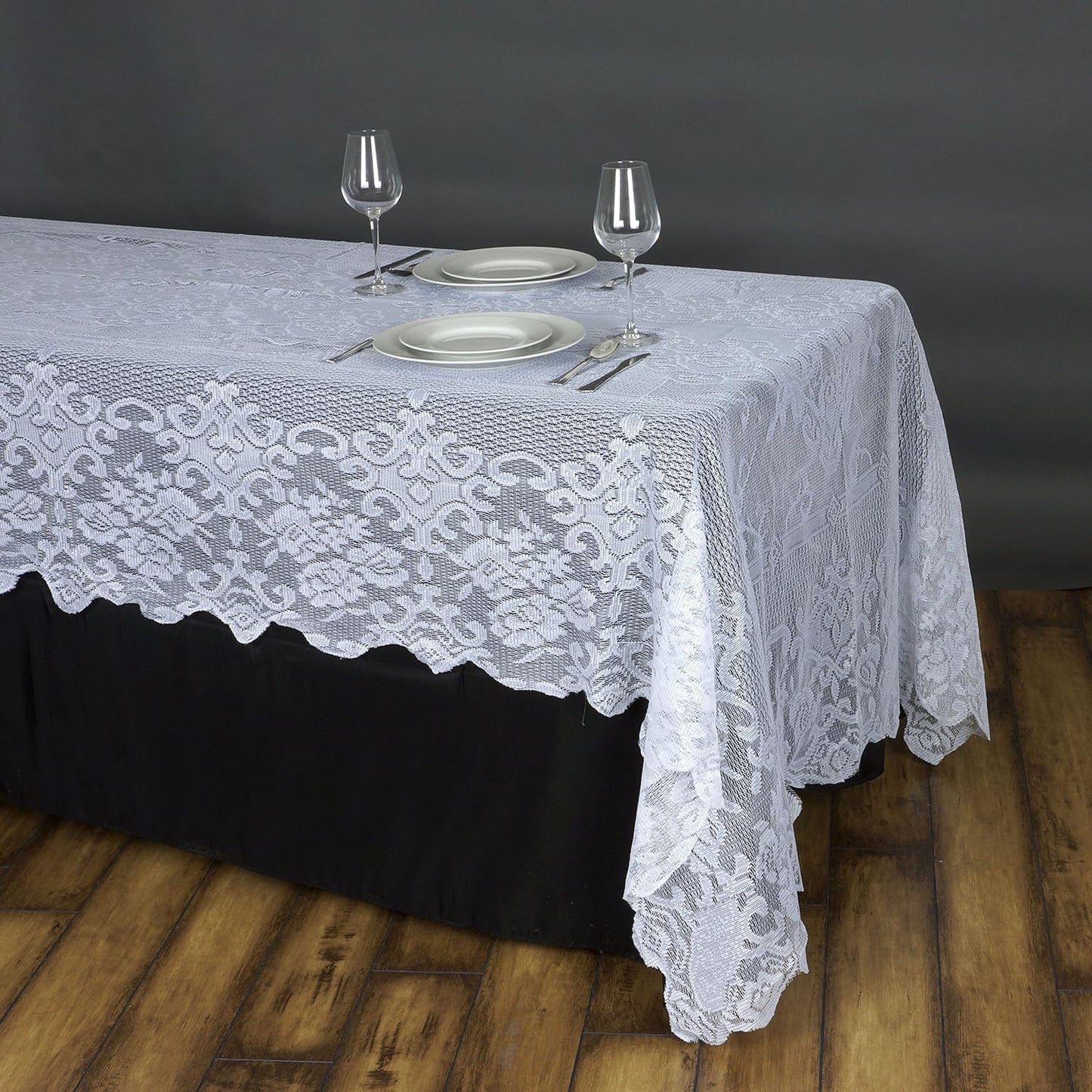 Tableclothsfactory Floral Lace Rectangle Tablecloth 60" x 126" - White