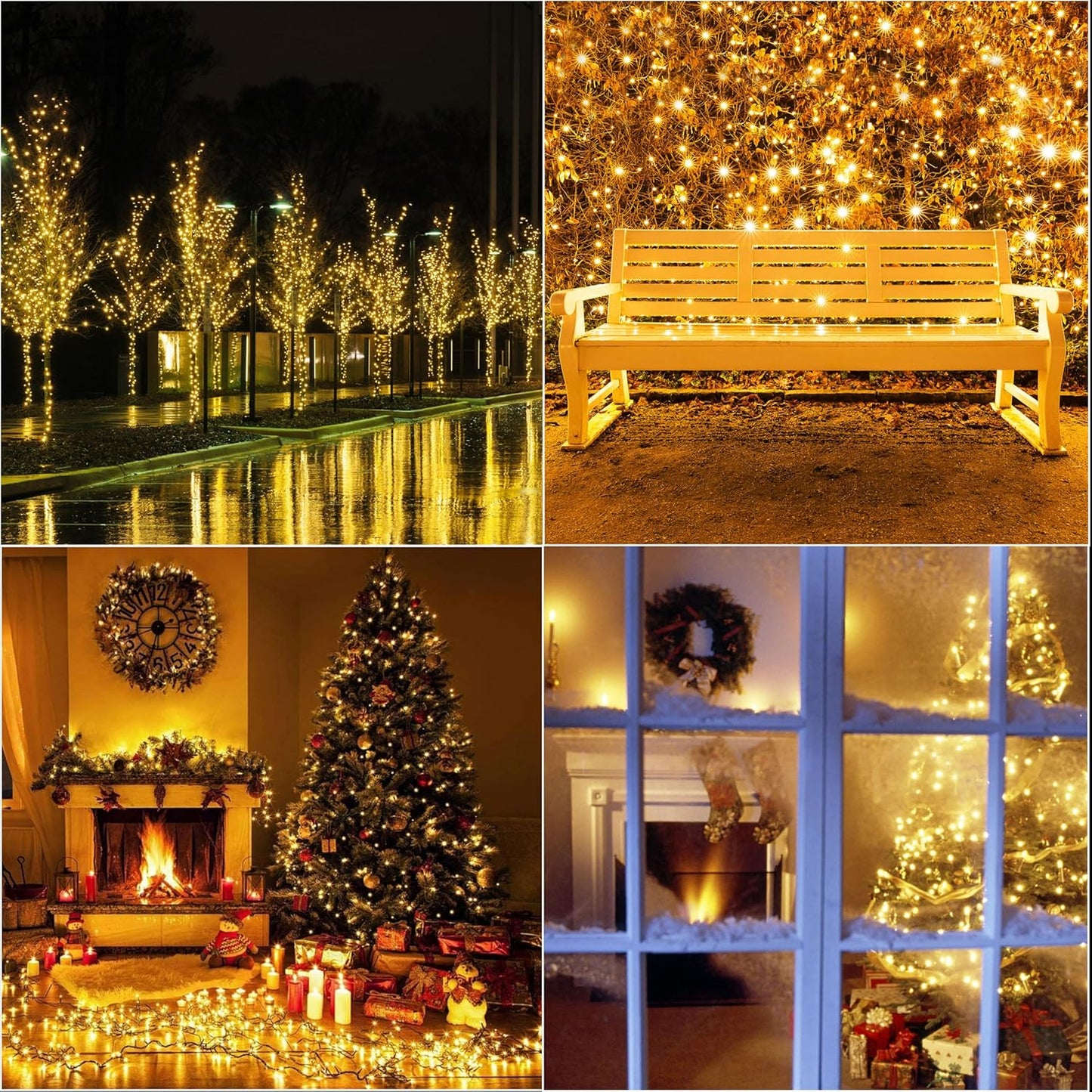LAMPHOME 33ft Golden Christmas Decorative Mini Lights, 100 LED Transparent Wire Fairy Starry String Lights Plug in, 11 Lighting Modes, for Indoor Outdoor Xmas Tree Wedding Party Decoration (Yellow)
