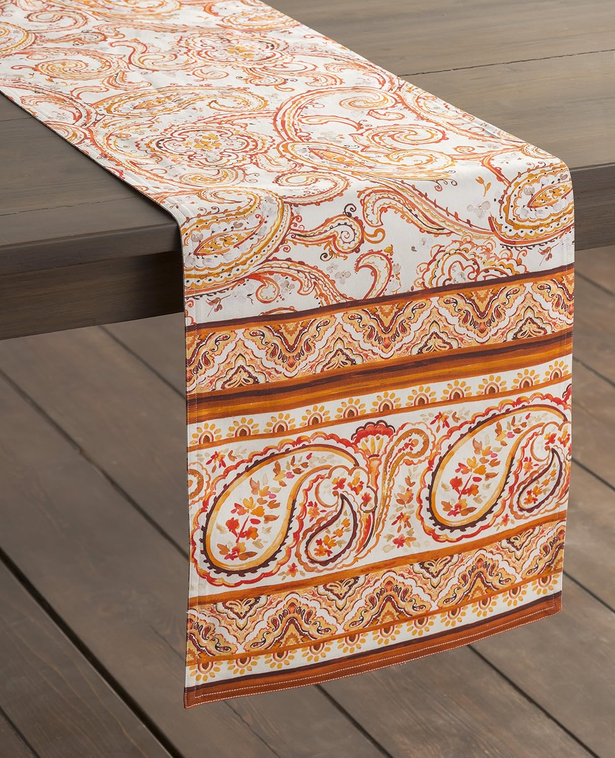 Maison d' Hermine Table Runner 100% Cotton Single Layer Table Runners 60 inches Long for Thanksgiving Christmas Decorations Home Kitchen Dining Party Wedding (Palatial Paisley, 14.5" x 60")