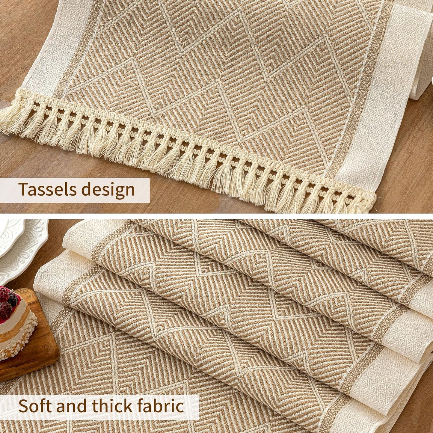 Table Runners 107 Inches,Waterproof Boho Table Runner with Tassel Fringe,Table Runner for Party Coffee Table