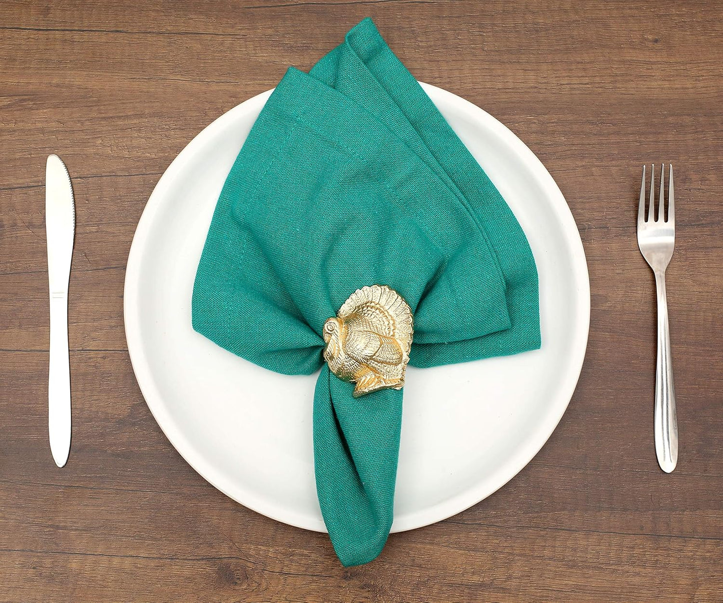 Turkey Bird Gold Napkin Rings Set of -12 for Dinner Parties, Weddings Receptions, Family Gatherings, or Everyday Use - Set Your Style with Daily Use Table Décor Accessories - ALPHA Living HOME