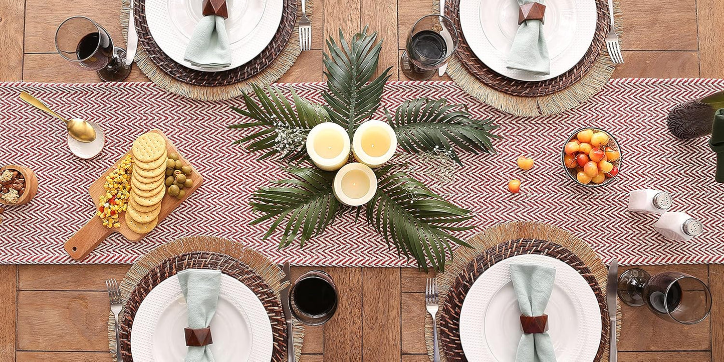 DII Woven Basic Tabletop Collection, Chevron Table Runner, 15x108, Barn Red
